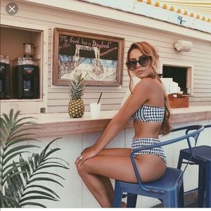 Andi Bagus Bardot Gingham bandeau Swimsuit *New*
